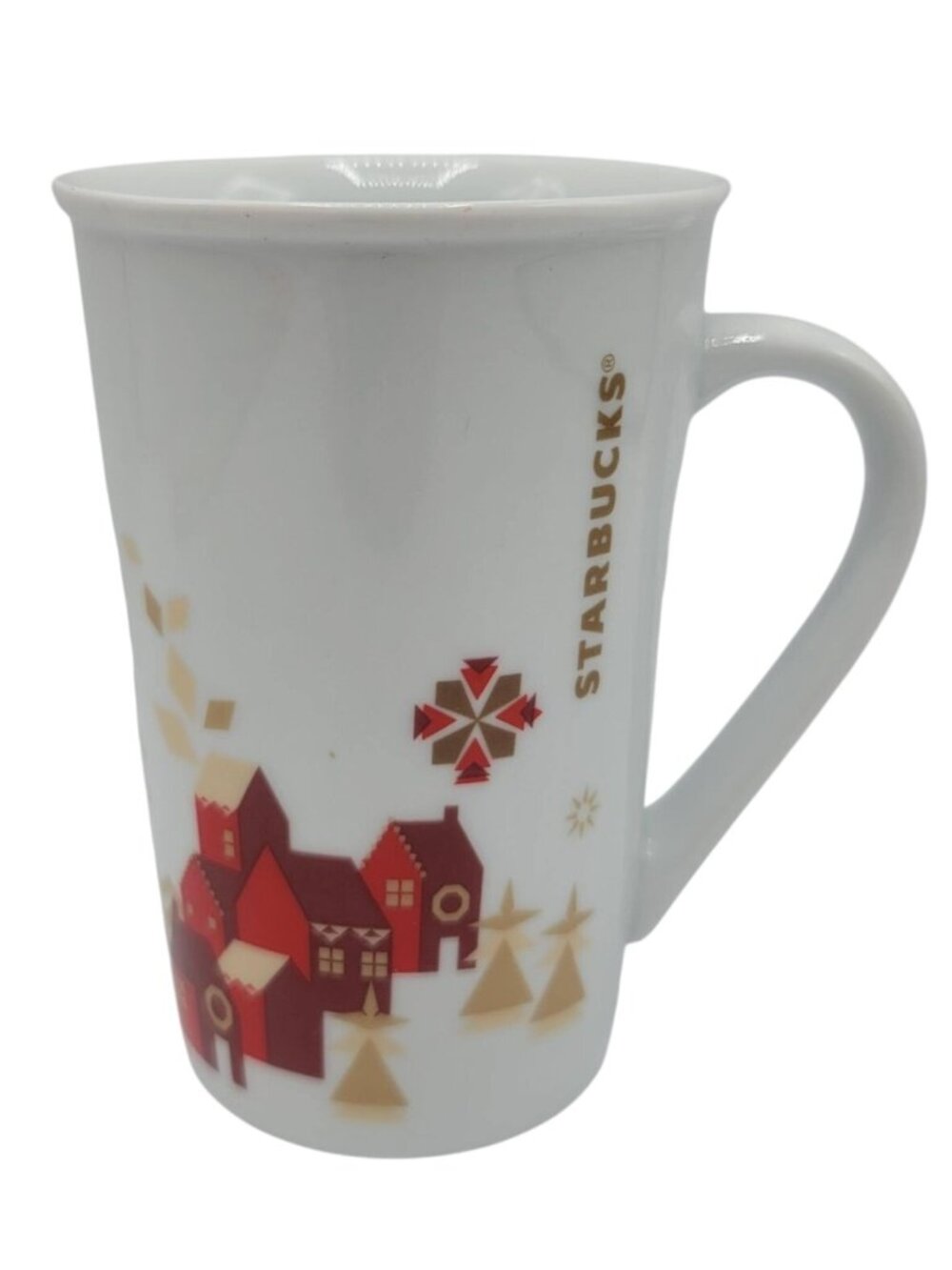 Starbucks Holiday Winter Village Mug White 12oz Houses Snowflake Trees Christmas